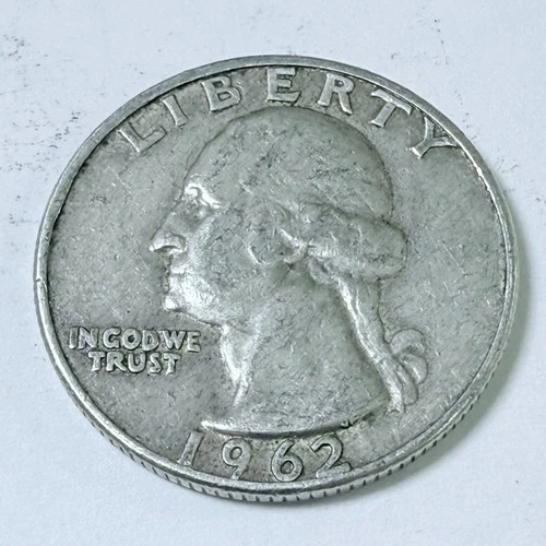1962 D  SILVER WASHINGTON QUARTER  90% SILVER CIRCULATED COIN FREE SHIP #7582
