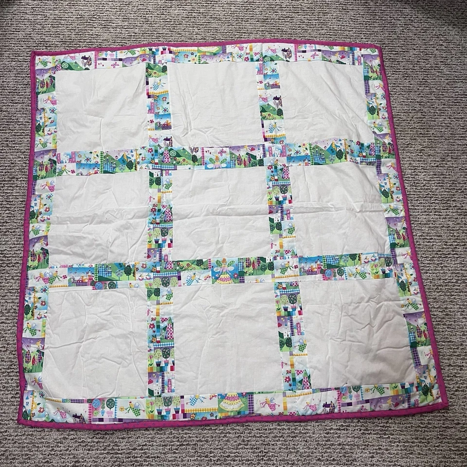 Colcha caseira para bebês 47” X 46” fadas e corações dupla face - Imagem 2 de 4