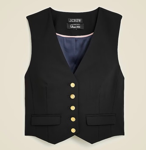 J Crew Classic Vest Italian Bi Stretch Wool Black Size 8 Four Season $198 - Picture 2 of 11