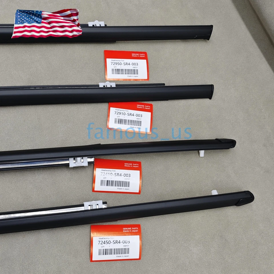 New Outer Weatherstrip Door Belt Rubber Set For Honda Civic 4D Sedan 1992-1995 Foto 2 de 4