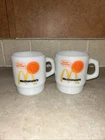 2 VINTAGE McDONALD'S GOOD MORNING COFFEE MUGS ANCHOR HOCKING-FIRE KING MILKGLASS