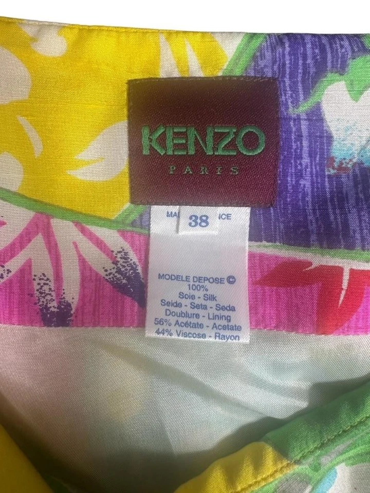 Beautiful KENZO Paris Floral Pattern 100% Silk Skirt Size 38 Made in France - Image 3 of 4