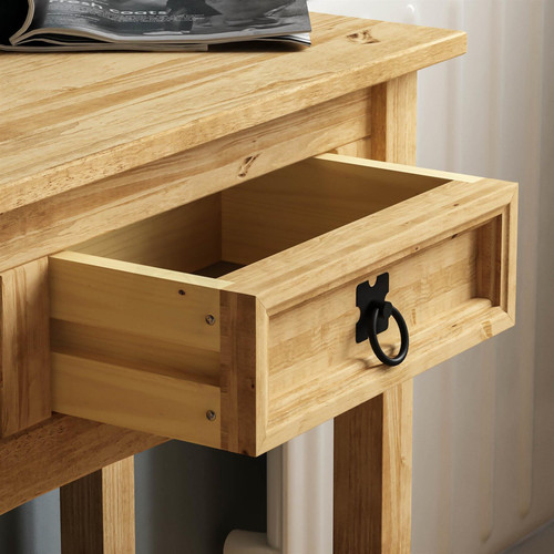 Corona Console Table 2 Drawer Mexican Solid Waxed Pine Storage Furniture Unit - Picture 5 of 8