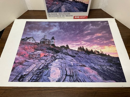 100% Complete ! 550 Piece Puzzle *Sunrise Splendor* 500 Lighthouse Mountain Rock - Picture 2 of 15