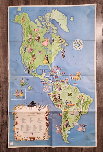 VINTAGE 1966 STANDARD OIL CO OF CALIFORNIA CHEVRON MAPPA PITTORICA DI PAN AMERICA - Foto 2 di 16