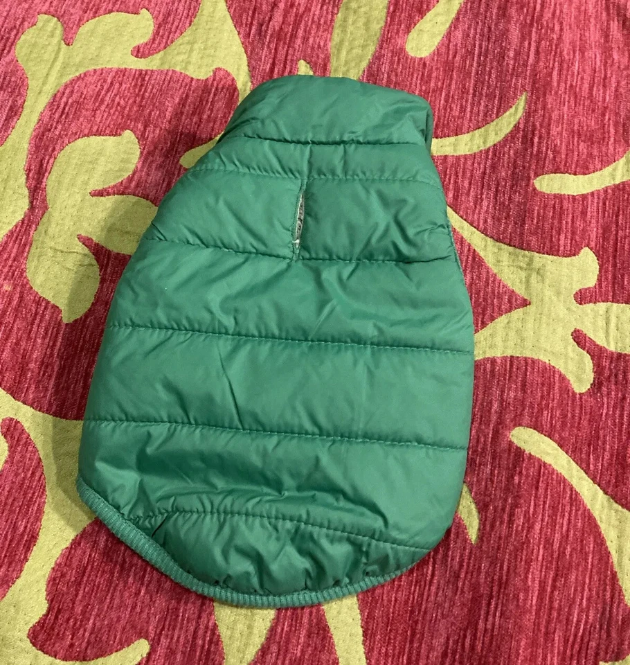 Chaqueta acolchada forrada de lana verde XS para perro 🐶 Abrigo de invierno Chaleco hinchado cálido cachorro mascota Foto 2 de 4