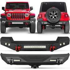 Full Width Front & Rear Bumper Combo for 18-2024 Jeep Wrangler JL JLU Unlimited 