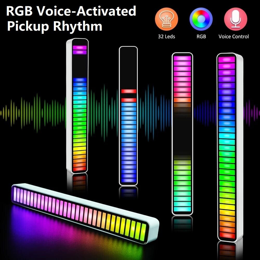 32 Led Rgb Car Atmosphere Strip Light Bar Sound Control Music Sync