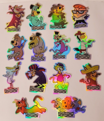 Lot of 14 Vintage 1998 Cartoon Network Prism Holo Vending Stickers