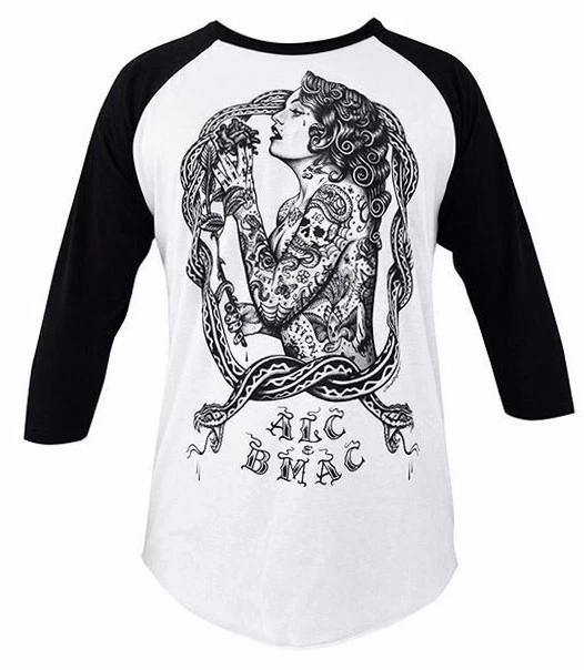 Black Market Art Eve Mens White Baseball Shirt Tattoo Artist Jarad Bryant S-2XL