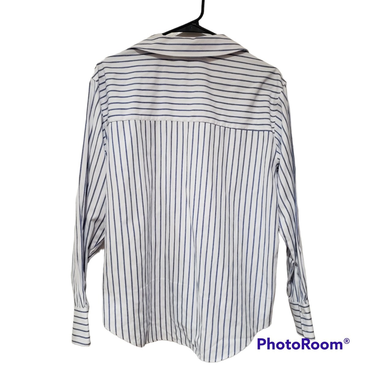 Zara striped button down shirt size Medium blue white new