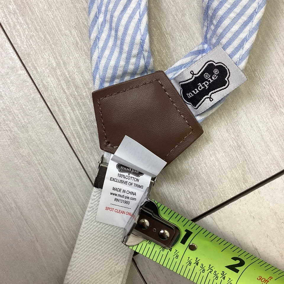 Tirantes de guinga Mud Pie azul blanco niños talla única Foto 4 de 4