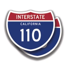 CALIFORNIA INTERSTATE 110 STICKER 2 Decals Road Sign Bogo Highway Car Window