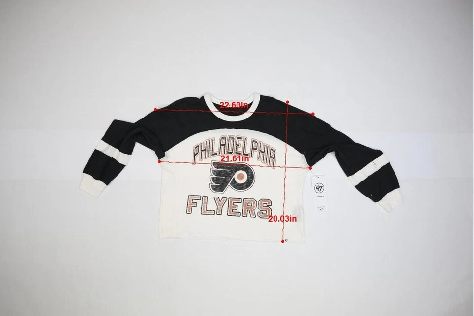 47 Womens NHL Philadelphia Flyers Double Header Curve Long Sleeve Crop Shirt S - Image 4 of 4