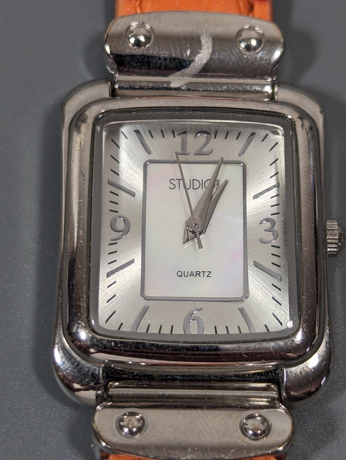 Studio MOP Dial Silver Tone Rectangle Case Orange… - image 1