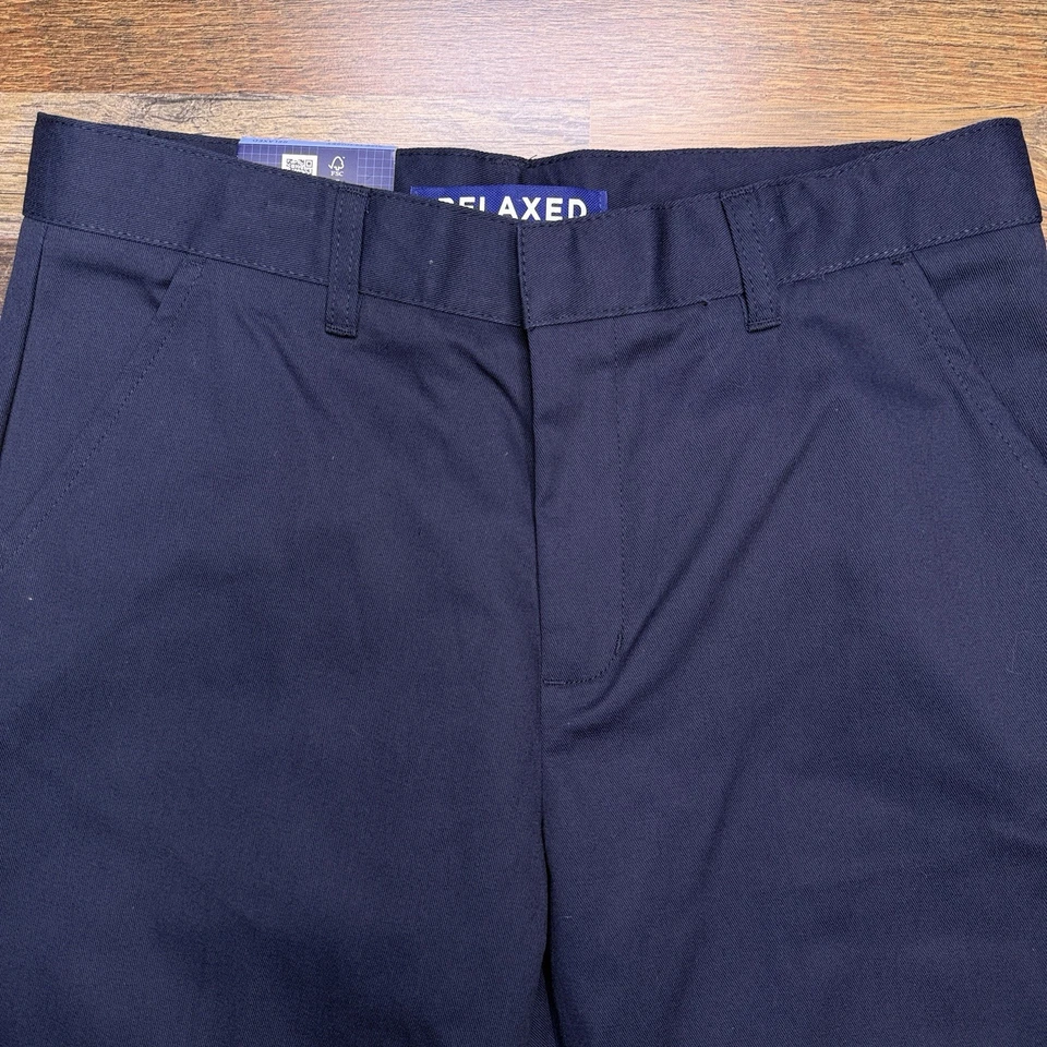 Pantalones Tostados Franceses Niños 14 Husky Azul Marino Cintura Ajustable Uniforme Nuevo Foto 3 de 4