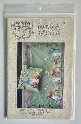 PLUM CREEK #177 In the Meadow Felted Wool Embroidery Runner & Pillow Pattern