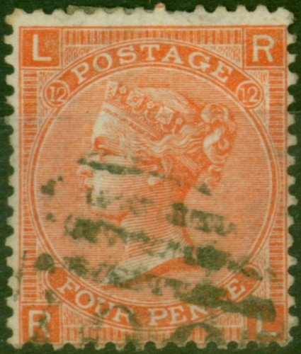 GB 1870 4d Vermilion SG95 Pl.12 Fine Used - Picture 1 of 1