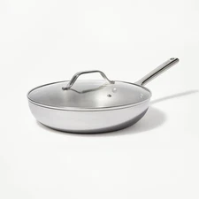 12" Stainless Steel Frypan with Cover Silver - Figmint