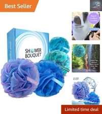 Luxury 4-Pack Handmade Loofah Poufs - Colorful Exfoliating Sponges for All Skin