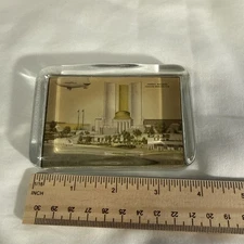 1933-34 Worlds Chicago Fair Federal Blding With Goodyear Blimp Paperweight