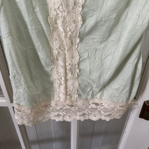 Lace Tank Top Vintage 90s Y2K Mint Green Women's Medium - Picture 3 of 11