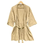 Subtitled Jacket Womens S Beige Linen Blend Kimono Belted Lightweight Unlined