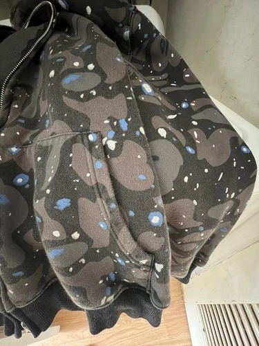 A Bathing Ape Bape Shark Camo Jacket Black Size SML Full zip Nice!! image 12