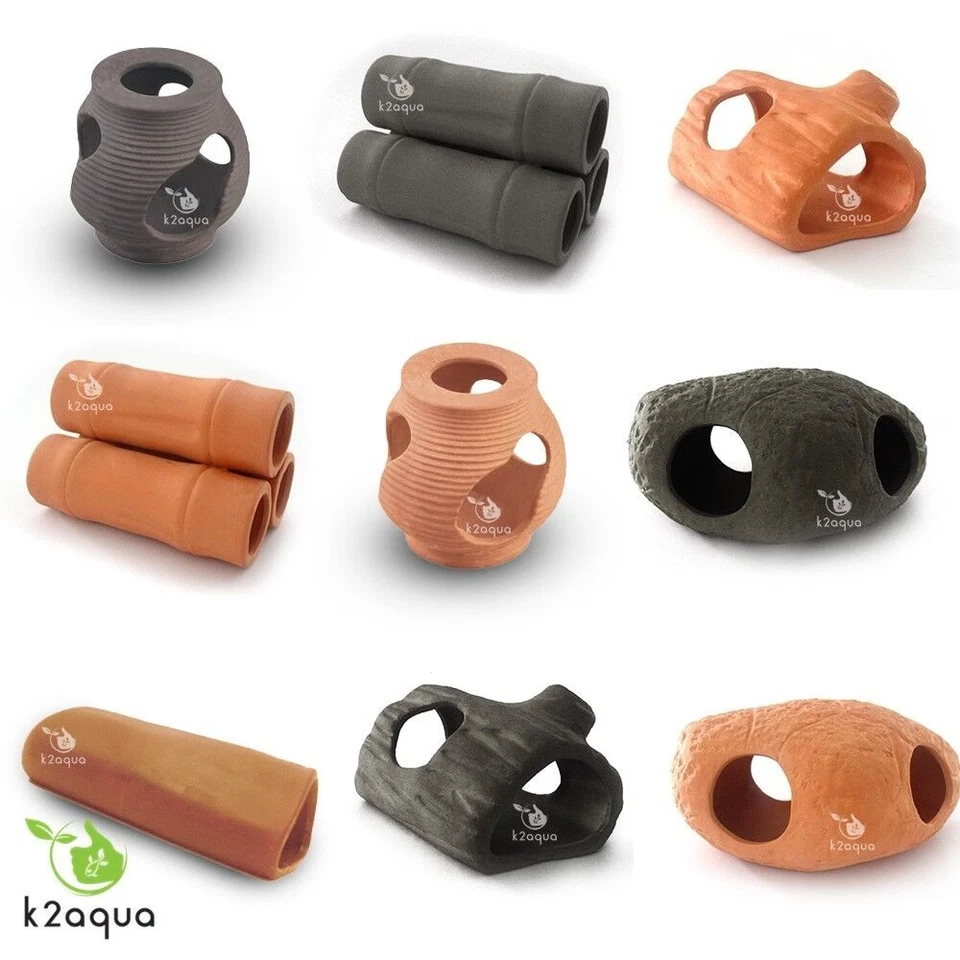 Ceramic Ornaments Aquarium Fish Terracota Pipe Caves Cichlid Pleco Shrimp K2AQUA - Image 2 of 2