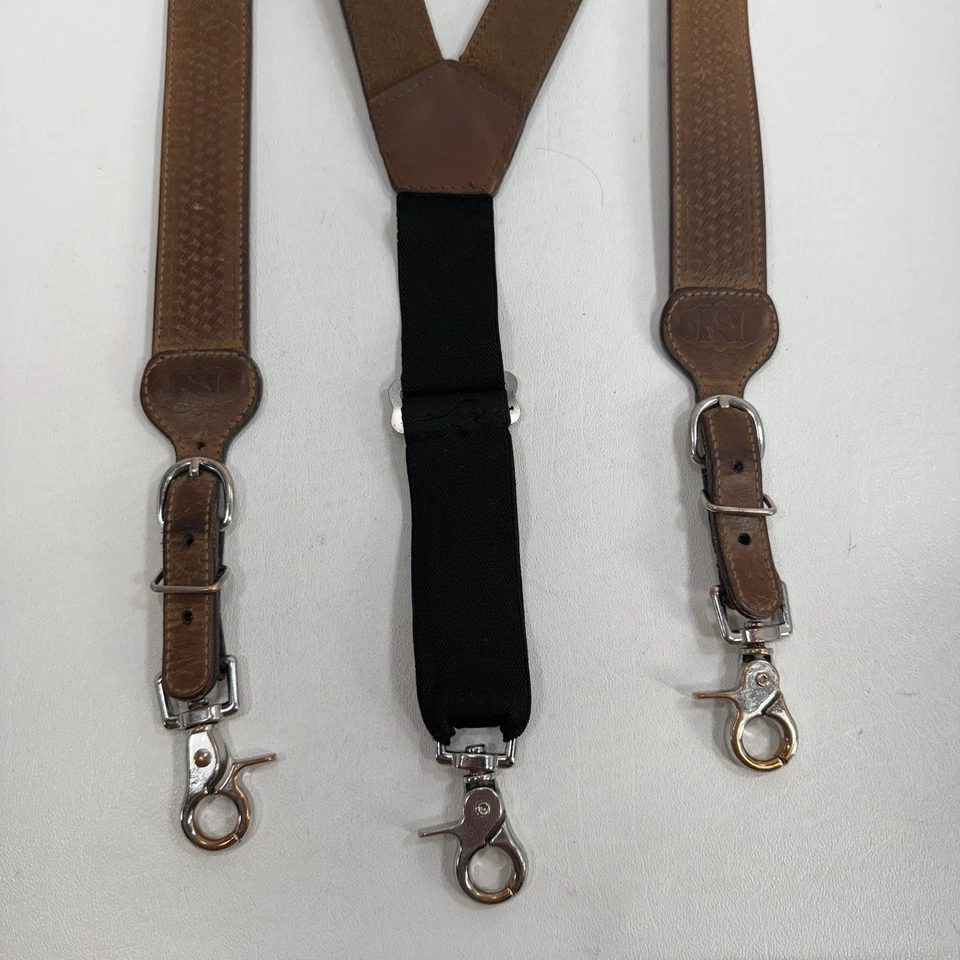 Nocona Western Men’s Size XL Suspenders Leather Basketweave Brown N8512444 - Image 2 of 4