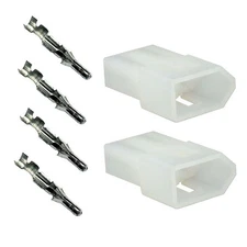 Molex Male 2 Pin Arcade Pinball Plugs with Pins - .093 - Set of 2