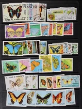 BUTTERFLIES MOTHS nice collection of 49 different stamps in complete sets (Lot A