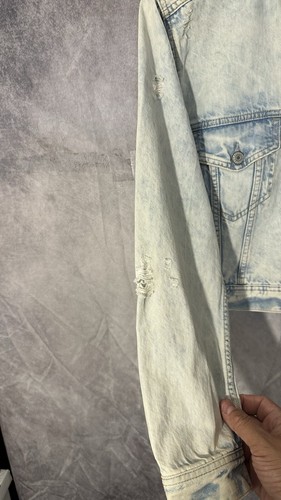 Giacca jeans American Eagle donna XL effetto invecchiato lavata donna taglia large crop - Foto 5 di 10