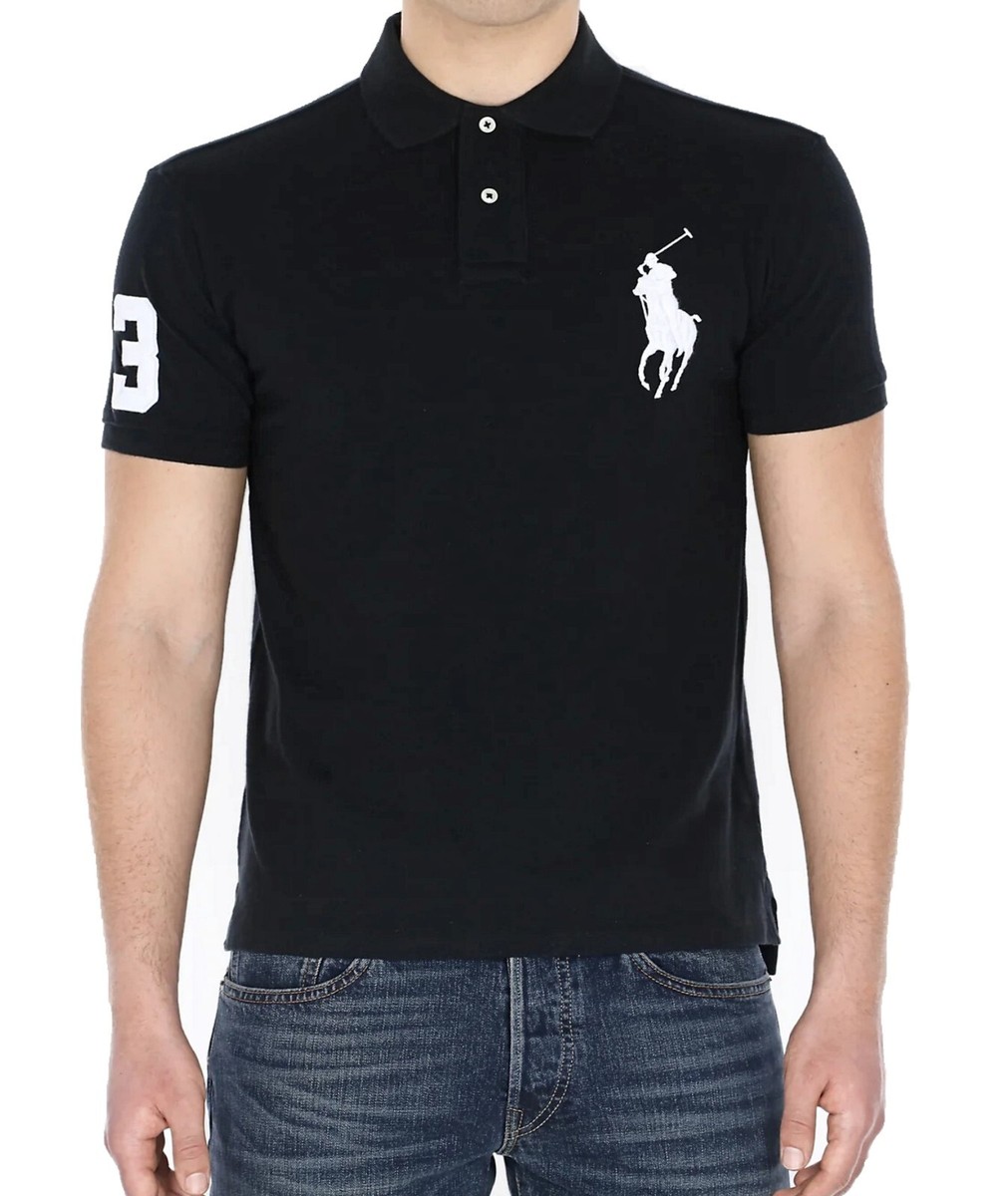 トップス Polo Ralph Lauren Big Pony black NWT - POLO RALPH LAUREN Mens Big Pony Custom Slim Fit Polo