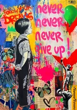 Banksy Never Give Up Follow U Dreams Motif 100x150cm XXL Canvases/Pop Art