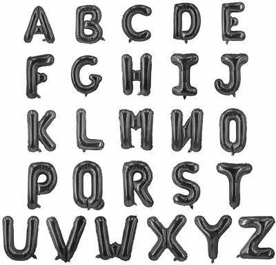 16" Black Letter Number Foil Balloon Birthday Wedding Celebration Party Decor US - Image 1 of 2