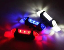 USB RECHARGEABLE FRAME 5 LED Bike Bicycle Light head rear tail bar post warning