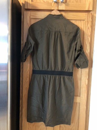 BANANA REPUBLIC DRESS SNAP FRONT ARMY GREEN SIZE 2 - Picture 2 of 8