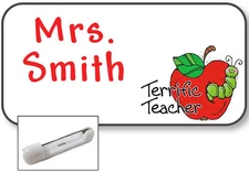 WHITE NAME BADGE TAG FAVORITE TEACHER GIFT CHRISTMAS PRESENT SAFETY PIN FASTENER