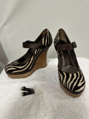 TRO Milano Brown Zebra Print Platform Shoes