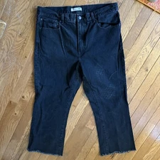 JW Anderson X Uniglo Loose Baggy Black Jeans Size 35/26 Wider Hem Frayed Unisex