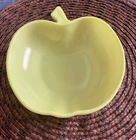 Vintage Hazel Atlas Milk Glass Apple Shaped Bowl  / Salad Size/Yellow, greenish