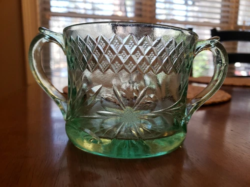 Vintage Hocking Uranium Glass Sugar Bowl