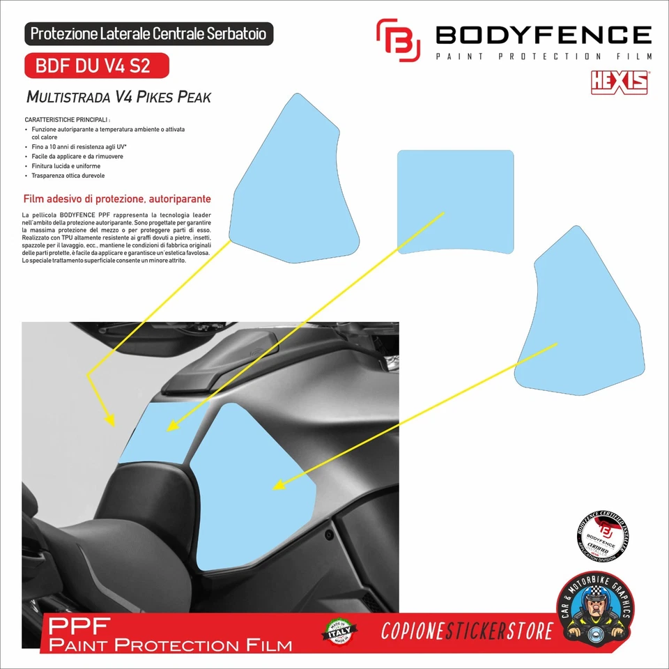 Protezione PPF BODYFENCE Serbatoio Laterale Ducati Multistrada V4 Pikes Peak