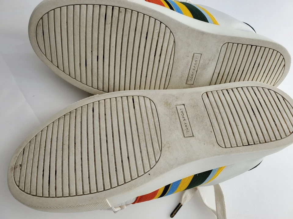 Tenis deportivos Tory Burch Tory de cuero con volantes blancos talla 6,5 estilo rayas laterales Foto 4 de 4