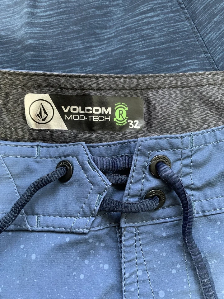 VOLCOM Mod Tech Era Blue Stripe Stone Mens Board Shorts Size 32 Swim Trunks 32 - Image 2 of 4