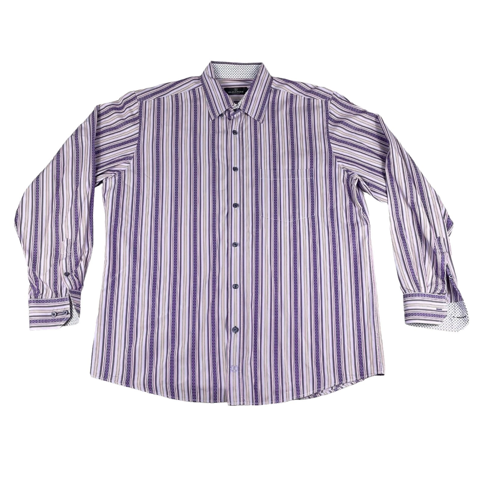 Striped 100% Cotton Bugatchi Uomo Dress Shirts for Men