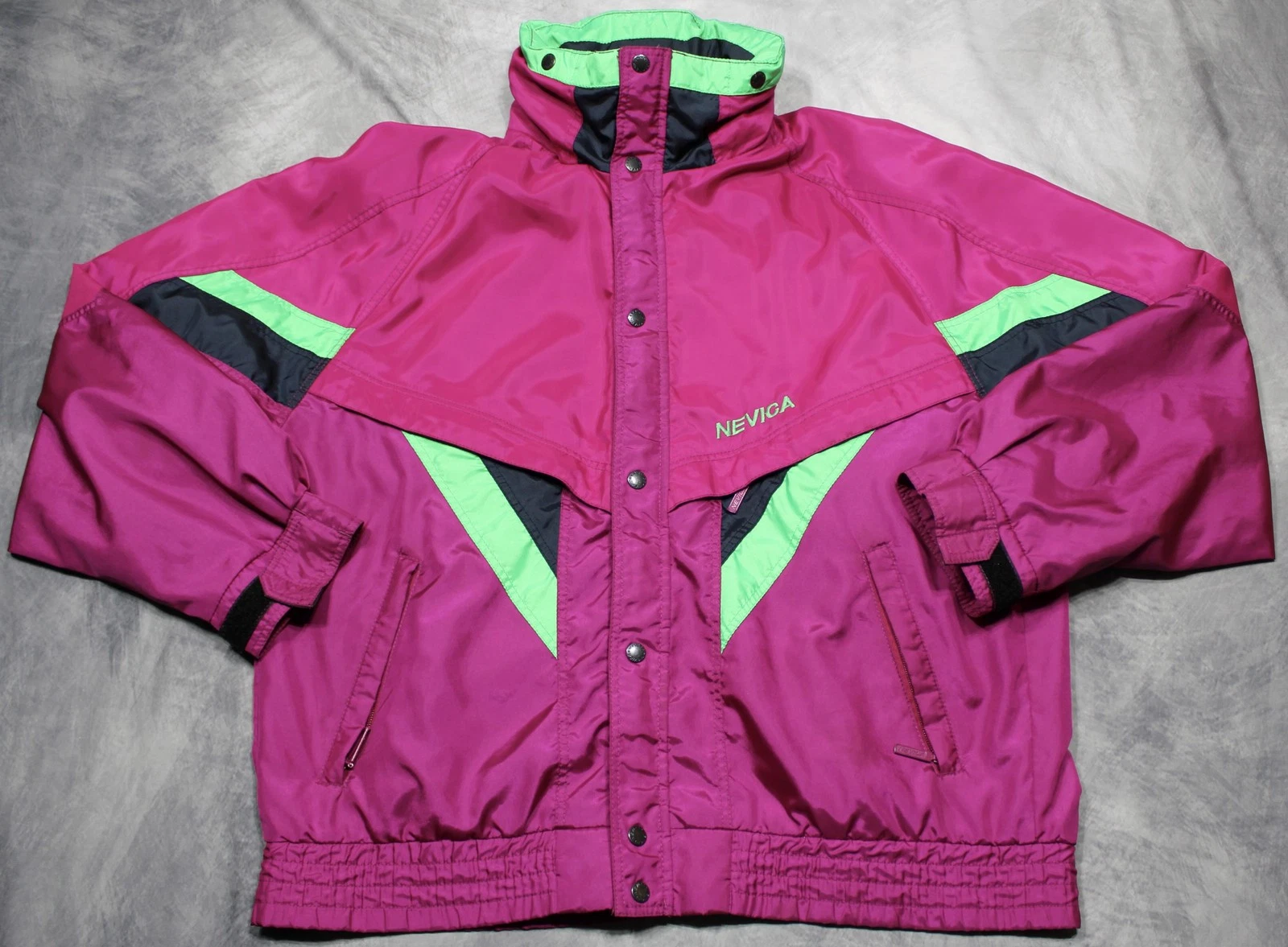 Vintage Nevica Jacket Mens Size 42 Pink Neon Ski Snow Colorblock Hong Kong 80s