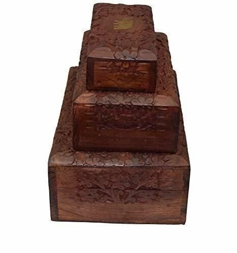 OM SHRI OM Set of 3 PCS Handmade Jewerly Box Organizer Decorative Table Piece fr - Picture 6 of 7