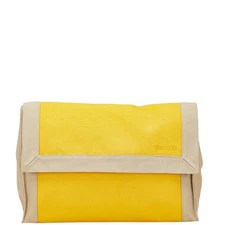 Hermes Tapid'celles Canvas Clutch Bag Women Yellow One Size